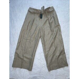 Lauren Ralph Lauren Linen Blend Pants Trousers Size 10 Belt Wide Leg NEW NWT